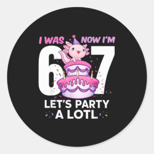 War sechs sieben süßer Axolotl 7. Geburtstag 6 7 K Runder Aufkleber