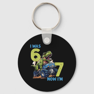 war Six Seven Dinosaur 67 Meme 7. Geburtstag Junge Schlüsselanhänger