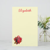 Waratah Australian native flower watercolor Briefpapier (Stehend Vorderseite)