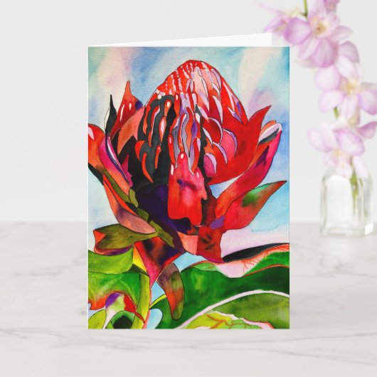 Waratah Australian native flower watercolor Karte (Orchidee)