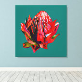 Waratah Australian native flower watercolor Leinwanddruck (Insitu (Holzboden))
