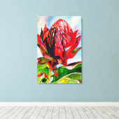 Waratah Australian native flower watercolor Leinwanddruck (Insitu (Holzboden))