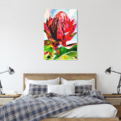 Waratah Australian native flower watercolor Leinwanddruck (Insitu (Schlafzimmer))