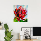 Waratah Australian native flower watercolor Poster (Heimbüro)