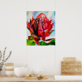 Waratah Australian native flower watercolor Poster (Küche)