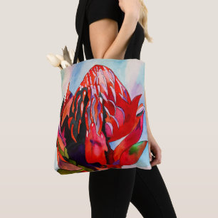 Waratah Australian native flower watercolor Tasche