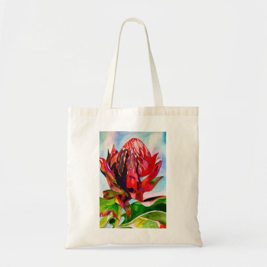 Waratah Australian native flower watercolor Tragetasche (Vorne)