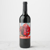 Waratah Australian native flower watercolor Weinetikett (Vorderseite)