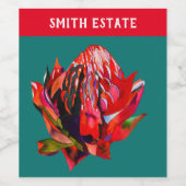 Waratah Australian native flower watercolor Weinetikett (Einzelnes Label)