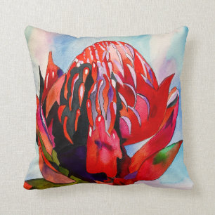 Waratah Australische Blume Aquarell Kissen