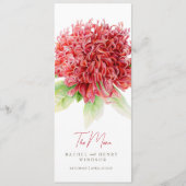 Waratah Rote Blume australische Hochzeitskarte Menükarte (Vorderseite)