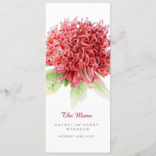 Waratah Rote Blume australische Hochzeitskarte Menükarte