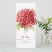 Waratah Rote Blume Hochzeitsmenü Menükarte (Stehend Vorderseite)