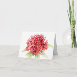 Waratah rote botanische Aquarell-Kunstmit Karte