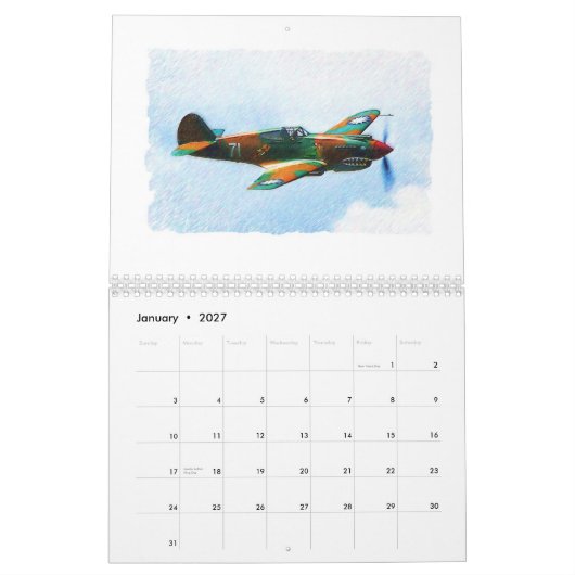 Warbirds des Zweiten Weltkrieges Kalender (Jan 2027)