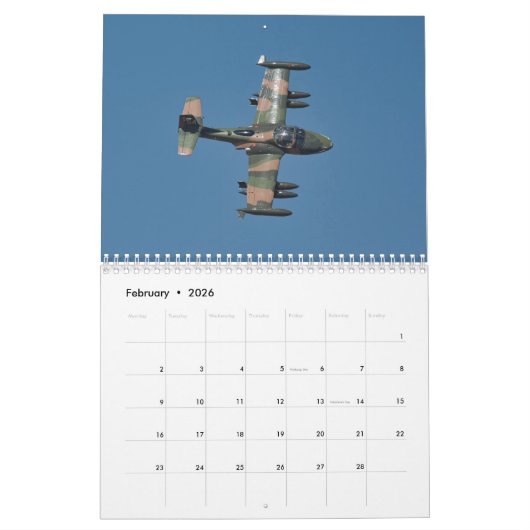 Warbirds — ZK-ARJ (mittlerer, zweiseitiger Monat)  Kalender (Feb 2026)