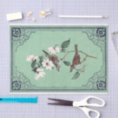 Warbler Bird auf weißem Dogwood-Rahmen Seidenpapier (Handwerk)