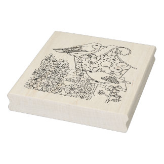 Warbler und Larkspur Gummistempel