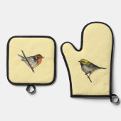 Warblers Gelbes Pot Holding-Set Ofenhandschuh & Topflappen-Set (Vorderseite)