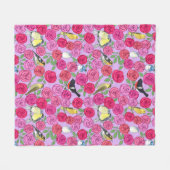 Warblers und Rose auf Lavendel Fleece Blanket (Vorderseite (Horizontal))