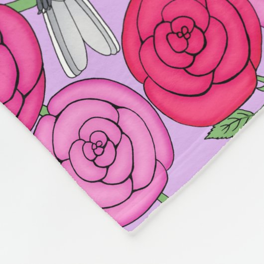 Warblers und Rose auf Lavendel Fleece Blanket (Ecke)