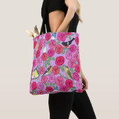 Warblers und Rose auf Lavendel Fleece Blanket Tasche (Von Nahem)