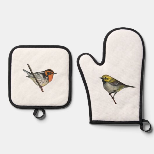 Warblers White Oven Mitt Potholders Set (Vorderseite)
