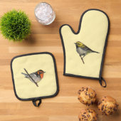 Warblers Yellow Oven Mitt Potholders Set (Oben Unten)