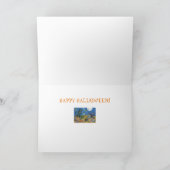 WARCH UND SCHWARZKATZEN RAKING-BLÄTTER HALLOWEN-KA KARTE (Innenseite)