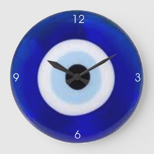 Ward Off the Evil Eye" Clock" Große Wanduhr (Vorderseite)