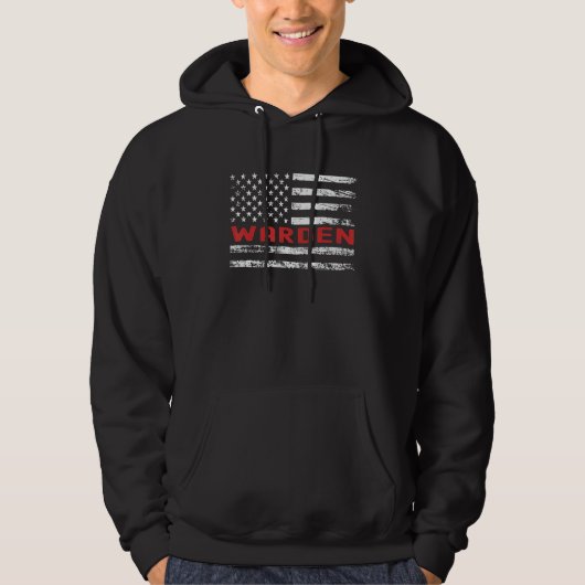 Warden USA Flag Profession Retro Job Title Hoodie (Vorderseite)