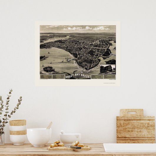 Wareham, MA Panoramic Map - 1885 Poster (Küche)