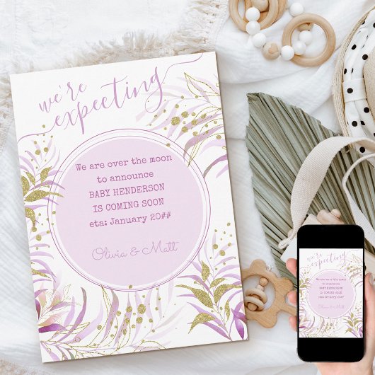 WAREN WAREN Pink und Gold-Foliage Schwangerschaft Ankündigung