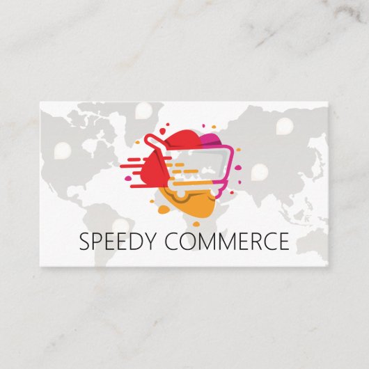 Warenkorb | E-Commerce-Logo | Weltweit Visitenkarte (Vorderseite)