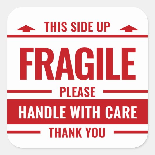 Warenkorb für das Fragile White Label Quadratischer Aufkleber (Vorderseite)