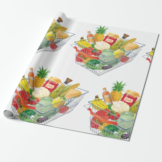 Warenkorb für Supermärkte Geschenkpapier (Ungerollt)