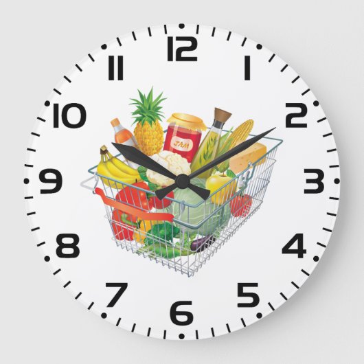 Warenkorb für Supermärkte Große Wanduhr (Vorderseite)