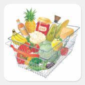 Warenkorb für Supermärkte Quadratischer Aufkleber (Vorderseite)
