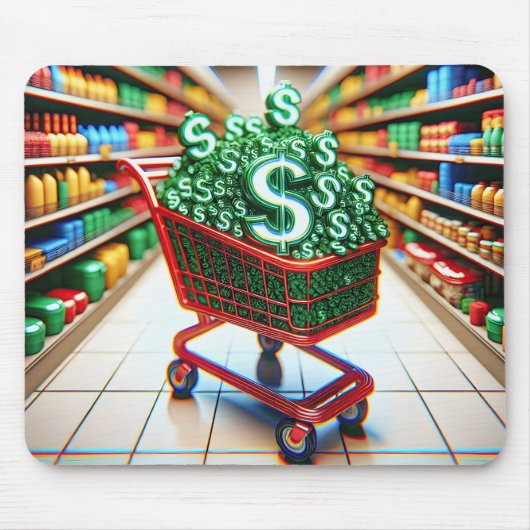 Warenkorb mit Dollar-Zeichen Mousepad (Vorne)