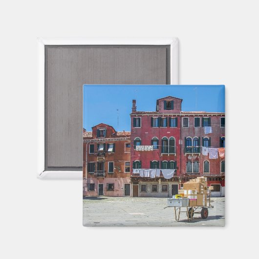 Warenkorb mit Kartons in Venedig Magnet (Vorderseite/Rückseite)