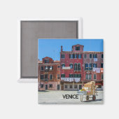 Warenkorb mit Kartons in Venedig Magnet (Vorderseite/Rückseite)