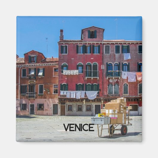 Warenkorb mit Kartons in Venedig Magnet (Vorne)