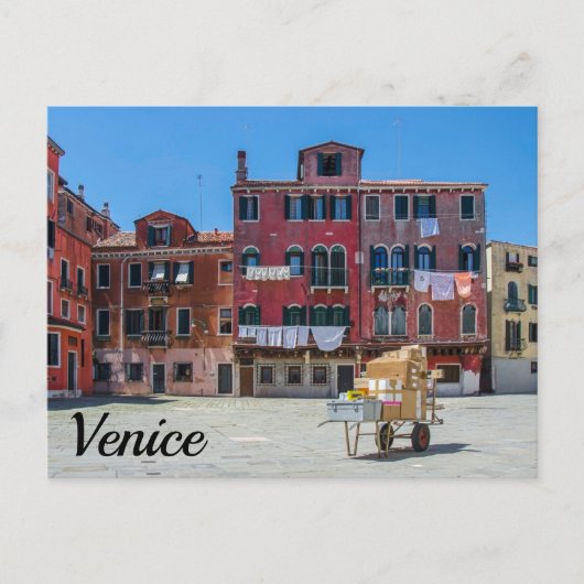 Warenkorb mit Kartons in Venedig Postkarte (Vorderseite)
