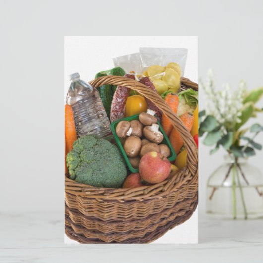 Warenkorb mit Lebensmitteln Obst und Gemüse Briefpapier (Stehend Vorderseite)