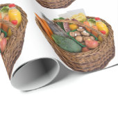 Warenkorb mit Lebensmitteln Obst und Gemüse Geschenkpapier (Rolleneckpunkt)