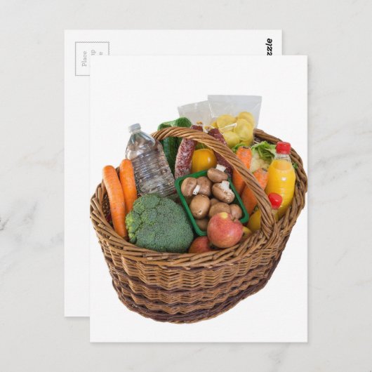 Warenkorb mit Lebensmitteln Obst und Gemüse Postkarte (Vorne/Hinten)