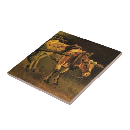 Warenkorb mit Rot und Weiß Ox von Vincent van Gogh Fliese (Seite)