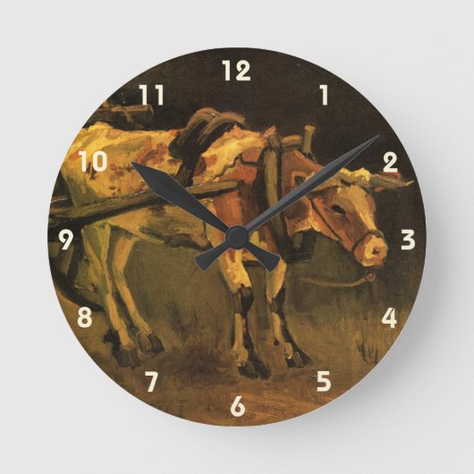 Warenkorb mit Rot und Weiß Ox von Vincent van Gogh Runde Wanduhr (Vorderseite)