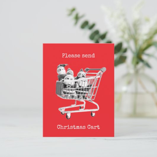 Warenkorb Santa Postcard Postkarte (Stehend Vorderseite)
