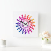 WARLI ART DESIGN PATTERN QUADRATISCHE WANDUHR (Zuhause)